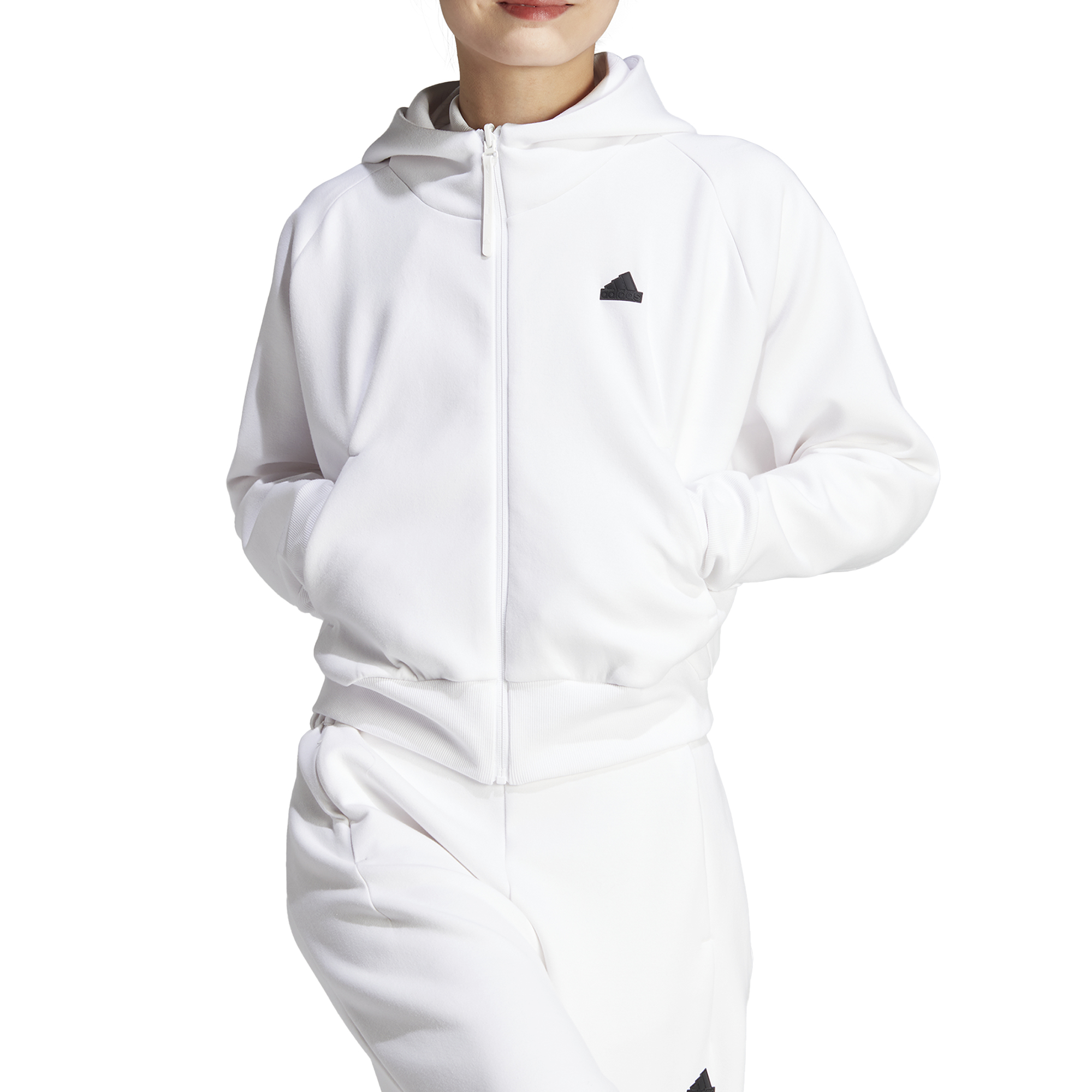 Adidas Felpa da Donna con Cappuccio e Zip adidas Z.N.E. Bianco